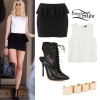 Taylor Momsen: Black Peplum Skirt, White Tank Top
