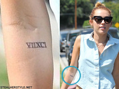 Miley Cyrus roman numeral tattoo