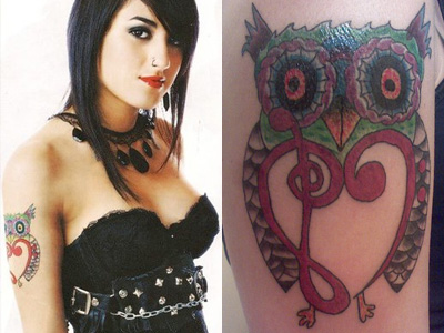 name tattoos on bicep. owl icep tattoo