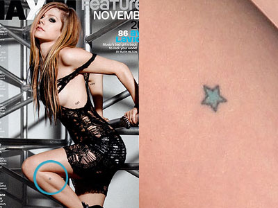 Avril Lavigne's star tattoo on her leg