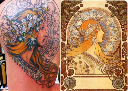 Jacqui Sandell's Alphonse Mucha Zodiac tattoo Jacqui Sandell's Alphonse Mucha Zodiac tattoo