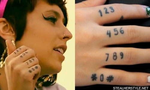 Kreayshawn Phone Number Tattoo Kreayshawn has a telephone dialpad tattooed
