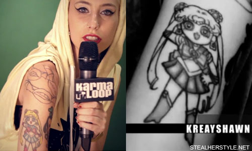 Kreayshawn has Sailor Moon on the outside of her arm She says Sailor Moon 