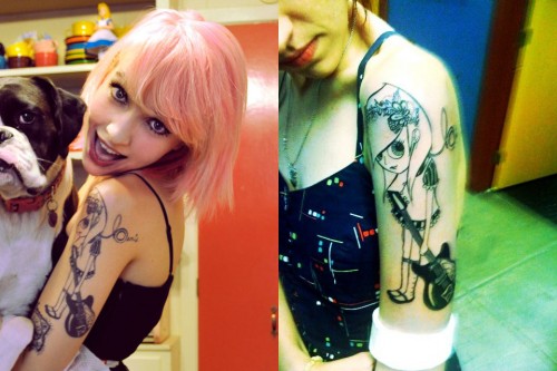 Sherri DuPree-Bemis' guitar girl tattoo Sherri DuPree-Bemis' guitar girl tattoo