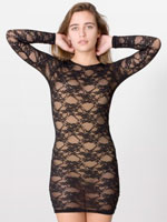 American Apparel Stretch Floral Lace Long Sleeve Mini Dress