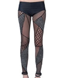 patchwork-leggings Brian Lichtenberg Black Angular Patchwork Silver Glitter Leggings