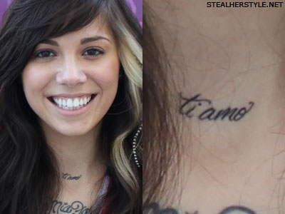 Christina Perri Ti Amo neck tattoo