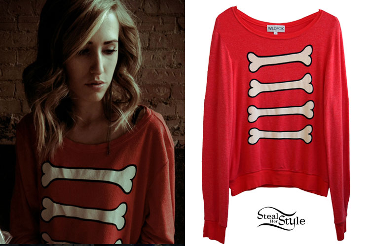 Mindy White: Red Bones Sweater | Steal Her Style