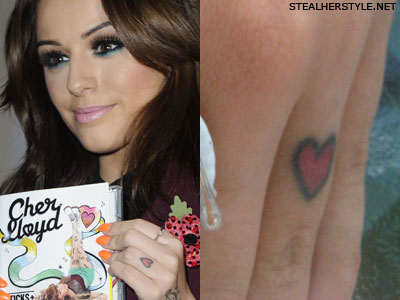 Cher Lloyd heart finger tattoo