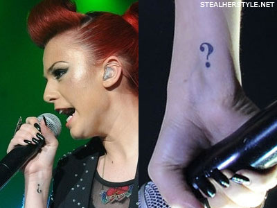 Cher Lloyd question mark wrist tattoo