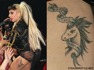 Lady Gaga Born This Way unicorn tattoo