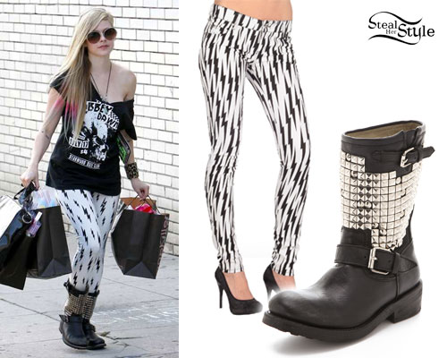 Avril Lavigne: Studded Motorcycle Boots