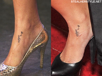 rihanna s first tattoo is two music notes on her left foot the notes ...