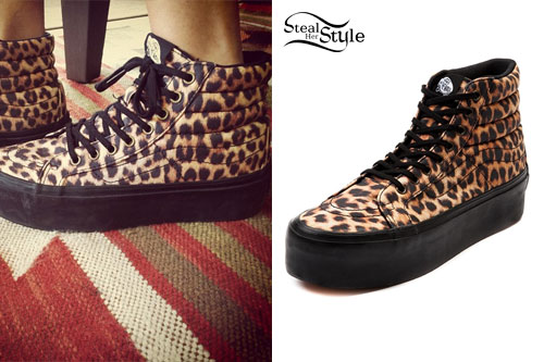 vans authentic platform sneakers in leopard print