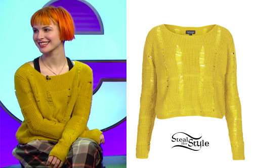 Hayley Williams: Ripped Green Sweater | Steal Her Style