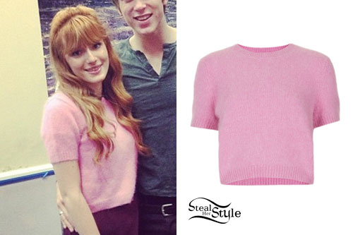 Bella Thorne: Pink Short Sleeve Sweater