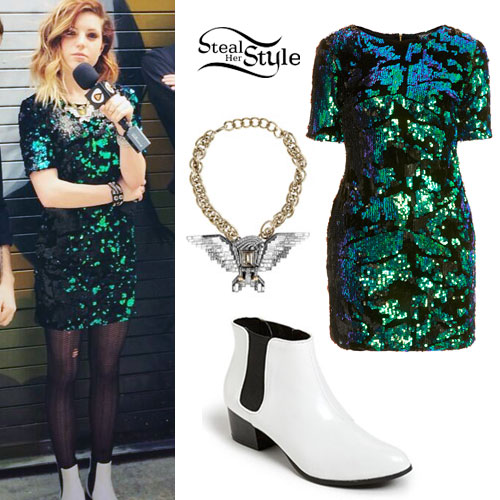 Sydney Sierota: Green Sequin Dress Outfit ...