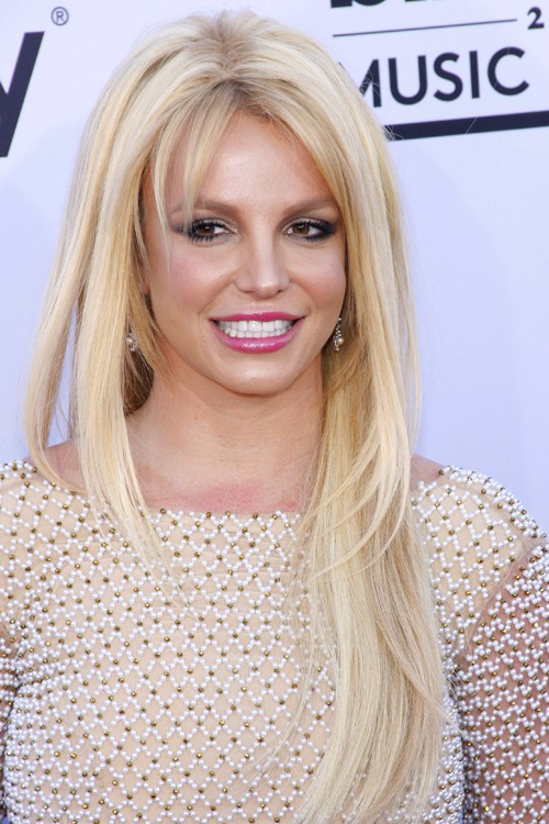 Britney Spears Straight Platinum Blonde Long Layers, Thin Bangs Hairstyle  Steal Her Style