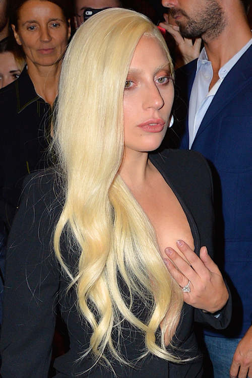 Lady Gaga Wavy Golden Blonde Side Part Hairstyle Steal Her Style