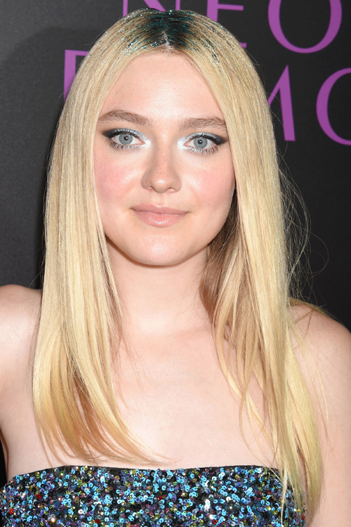 Dakota Fanning Straight Ash Blonde Dark Roots Hairstyle Steal Her Style