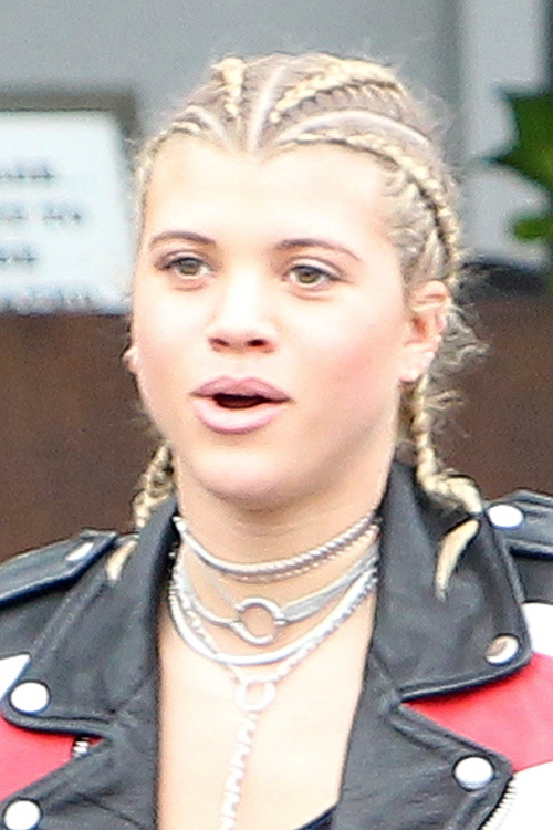 Sofia Richie Straight Platinum Blonde Cornrows Hairstyle Steal Her Style