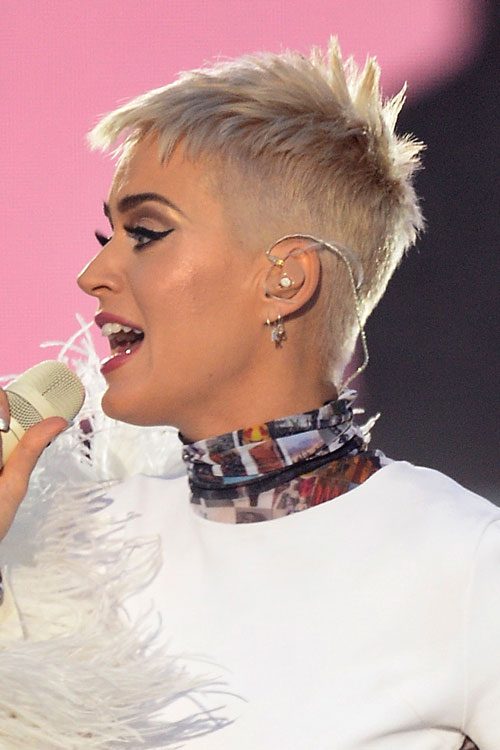 Katy Perry Straight Ash Blonde Pixie Cut Hairstyle Steal Her Style