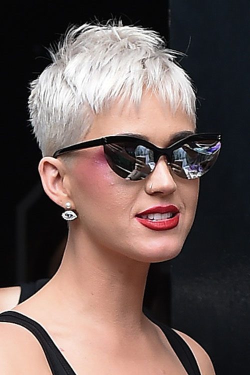 Katy Perry Straight Silver Pixie Cut Hairstyle | Steal Her ...