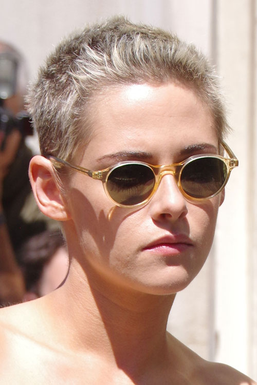 Kristen Stewart Straight Ash Blonde Buzz Cut Hairstyle Steal Her Style