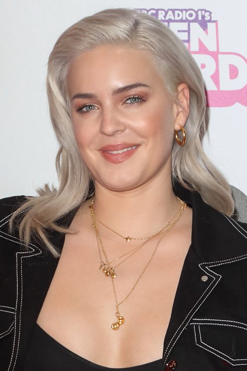 Anne-Marie Straight Silver Uneven Color Hairstyle | Steal Her Style