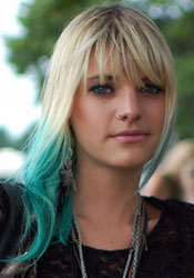 teal and blonde hair