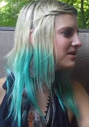 teal and blonde hair