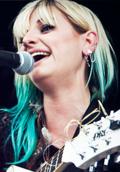 teal and blonde hair