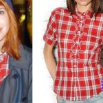 Hayley Williams: Red Plaid Ruffle Shirt