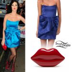 Katy Perry: Blue Bow Strapless Dress