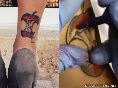 Sierra Kusterbeck apple core ankle tattoo