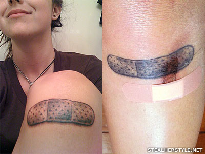 Sierra Kusterbeck bandaid knee tattoo
