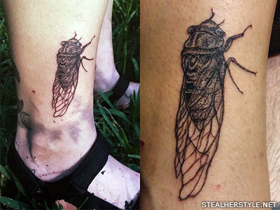 Sierra Kusterbeck cicada ankle tattoo