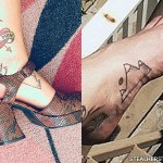 Sierra Kusterbeck mountain foot tattoo
