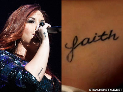 Demi Lovato faith elbow tattoo