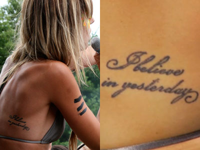 Juliet Simms I Believe in Yesterday tattoo