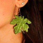 Mindy's Wonderland Glittery Green Leaf Earrings