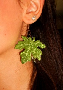 Mindy's Wonderland Glittery Green Leaf Earrings