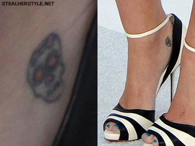 Miley Cyrus skull ankle tattoo