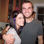 Cassadee Pope and her boyfriend Rian Dawson from All Time Low at a Christmas party