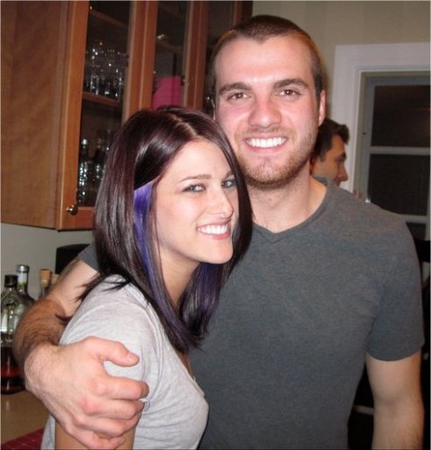 Cassadee Pope and her boyfriend Rian Dawson from All Time Low at a Christmas party