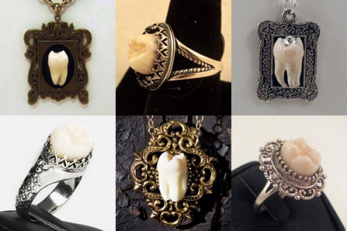 human tooth jewelry by Loved to Death