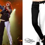 Hayley Williams: Black & White Split Leg Jeans