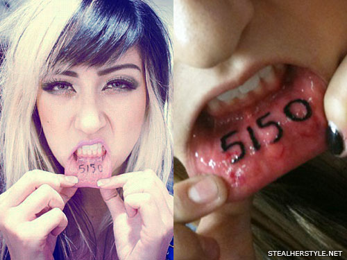 Allison Green 5150 inner lip tattoo