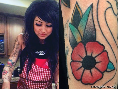 Melissa Marie Green flower arm tattoo