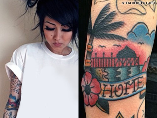 Melissa Marie Green home palm tree arm tattoo